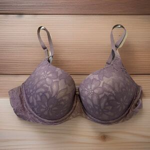 No Boundaries Floral Lace Push Up Bra Lavender Purple Size 38C Lift Support
